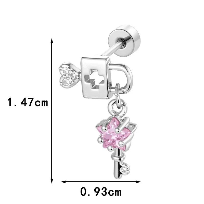 Piercing Jewelry Metal Heart Lock Star Pendant Set With Zirconia For Women Fashion Style - Image 3