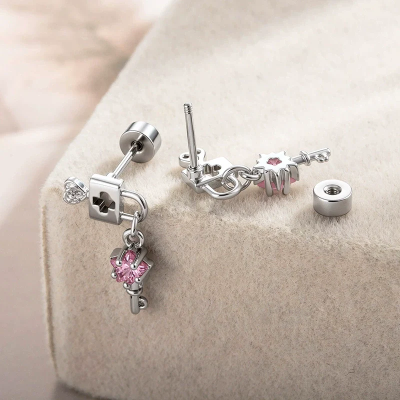 Piercing Jewelry Metal Heart Lock Star Pendant Set With Zirconia For Women Fashion Style - Image 4