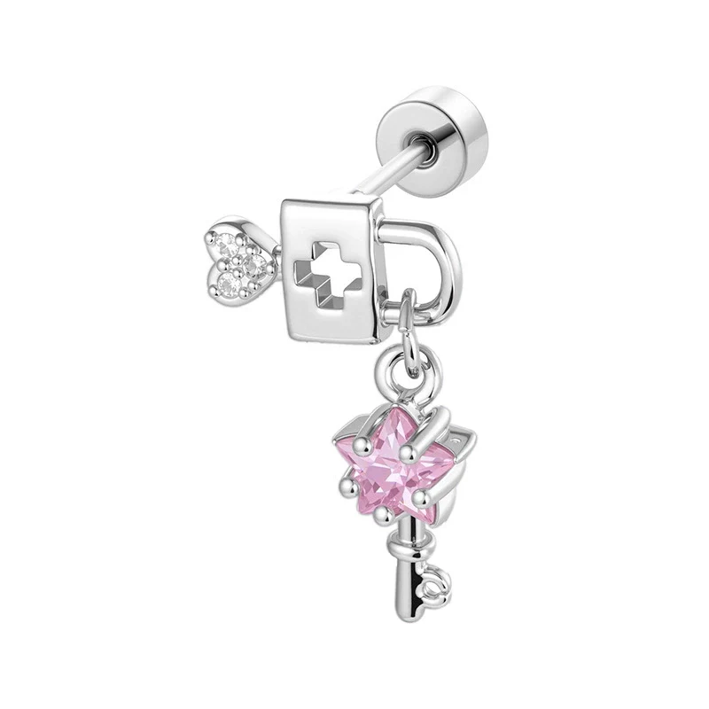 Piercing Jewelry Metal Heart Lock Star Pendant Set With Zirconia For Women Fashion Style - Image 5