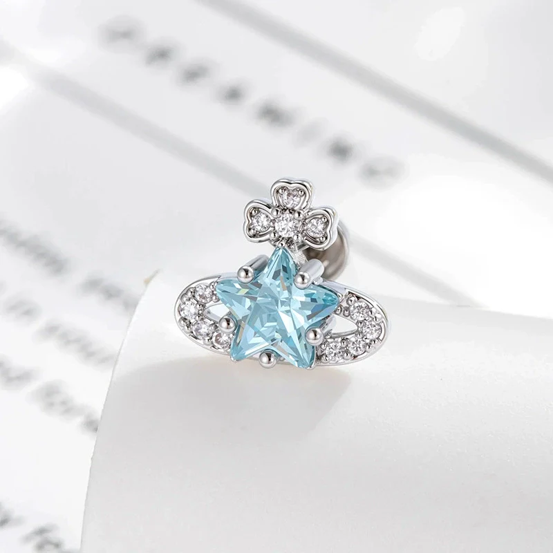 Piercing Jewelry Metal With Zirconia In Saturn Star Design French Retro Style For Women - Image 2