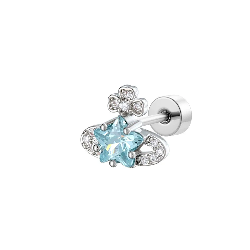 Piercing Jewelry Metal With Zirconia In Saturn Star Design French Retro Style For Women - Image 5