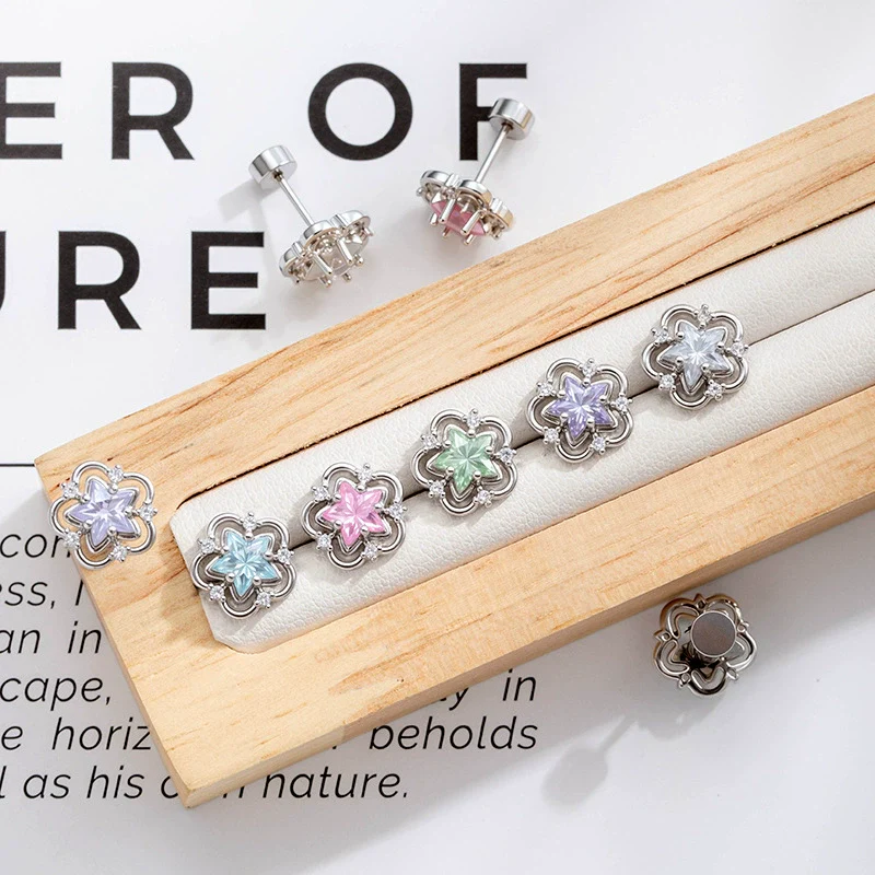 Piercing Jewelry Metal Zircon Star Flower Retro Style For Women