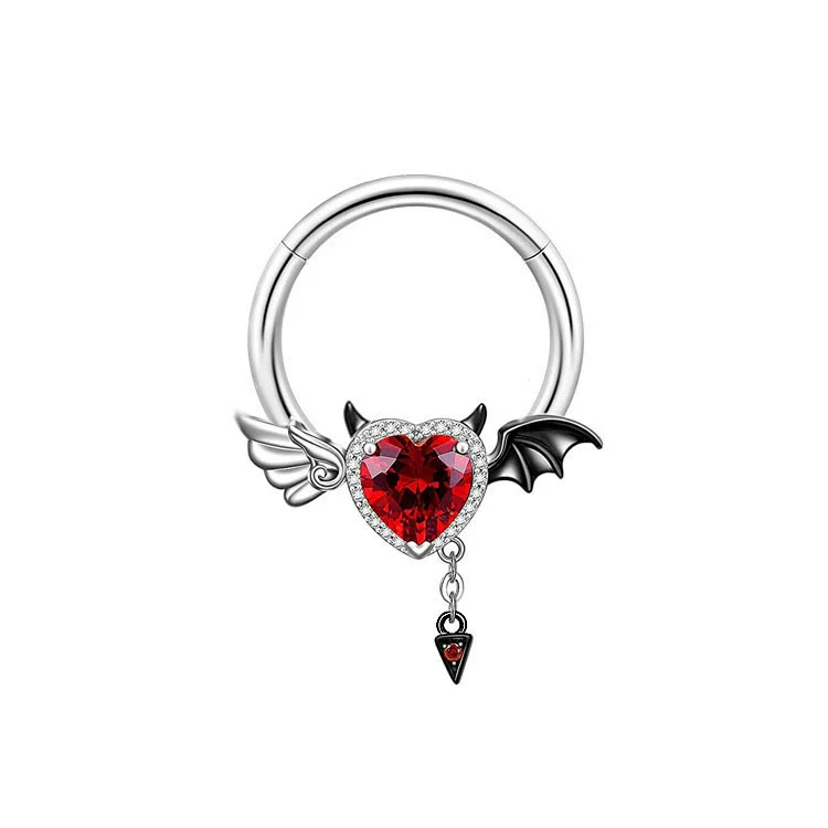 Piercing Jewelry Stainless Steel Devil Heart Shaped Electroplated Bat Series Nipple Ring Navel Ring Nose Nail Nose Ring Unisex - Image 8