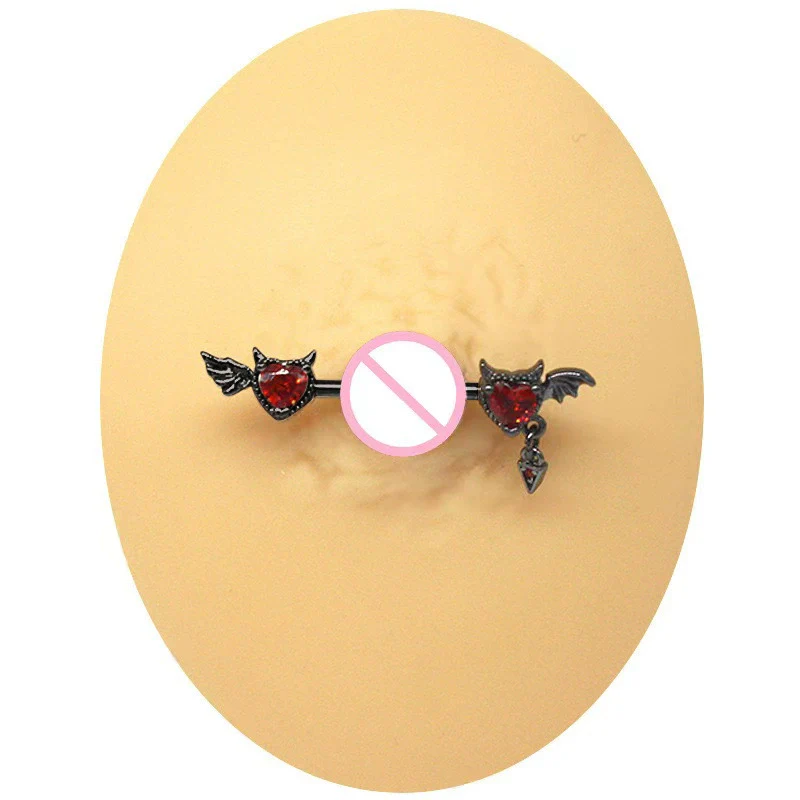 Piercing Jewelry Stainless Steel Devil Heart Shaped Electroplated Bat Series Nipple Ring Navel Ring Nose Nail Nose Ring Unisex - Image 9