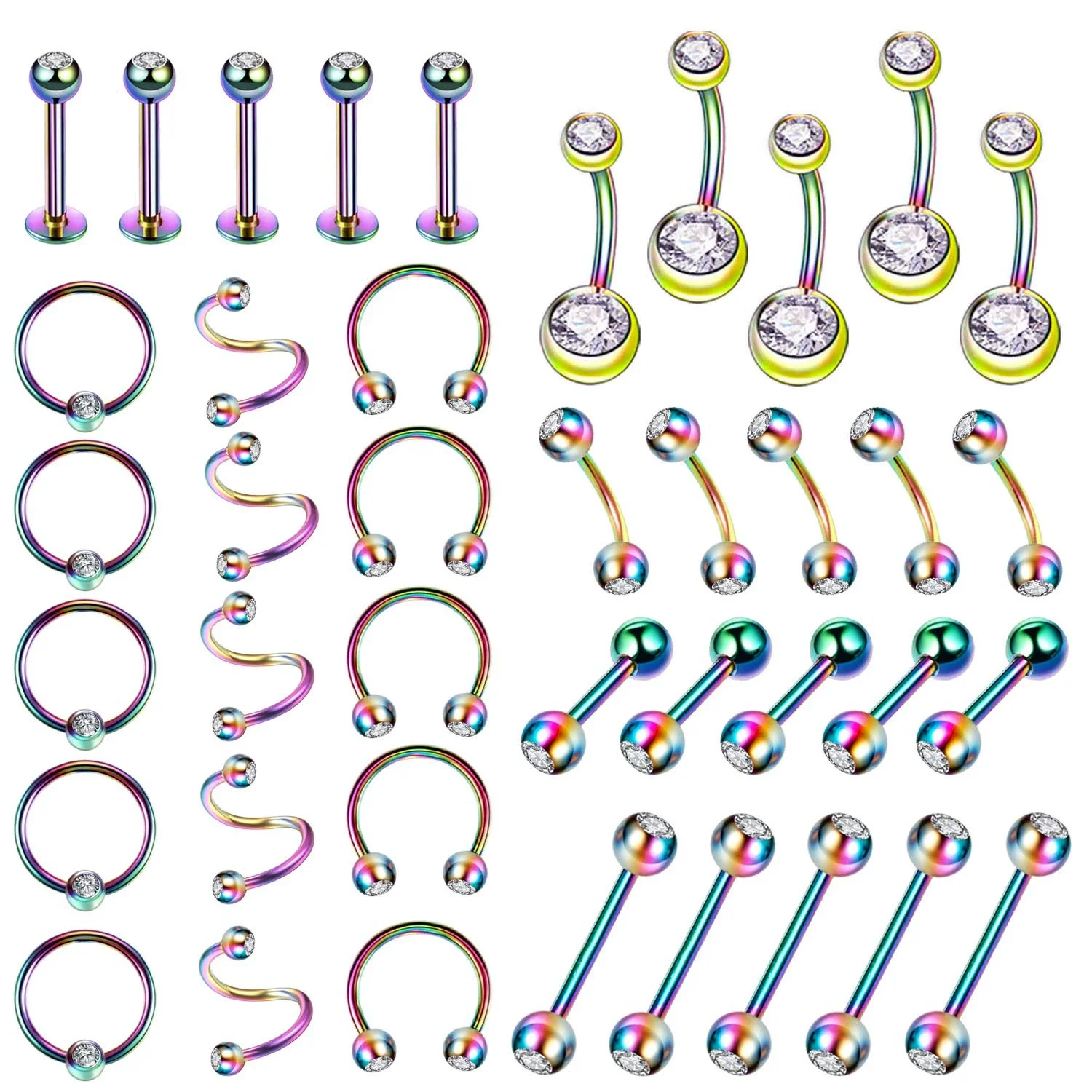 Piercing Jewelry Stainless Steel Diamondembedded Heart Shape Lip Nail Navel Nail Eyebrow Nail Ear Studs
