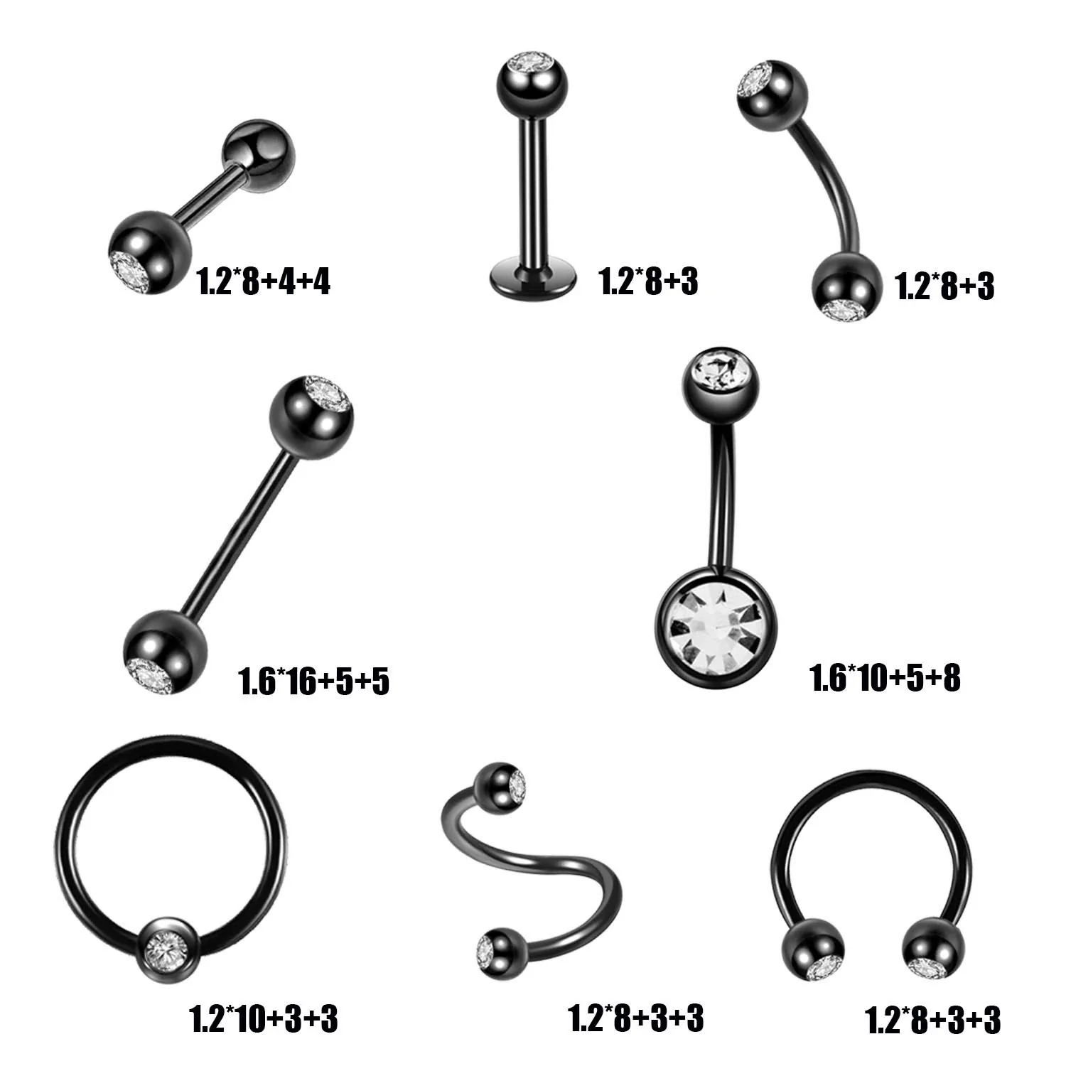 Piercing Jewelry Stainless Steel Diamondembedded Heart Shape Lip Nail Navel Nail Eyebrow Nail Ear Studs - Image 2