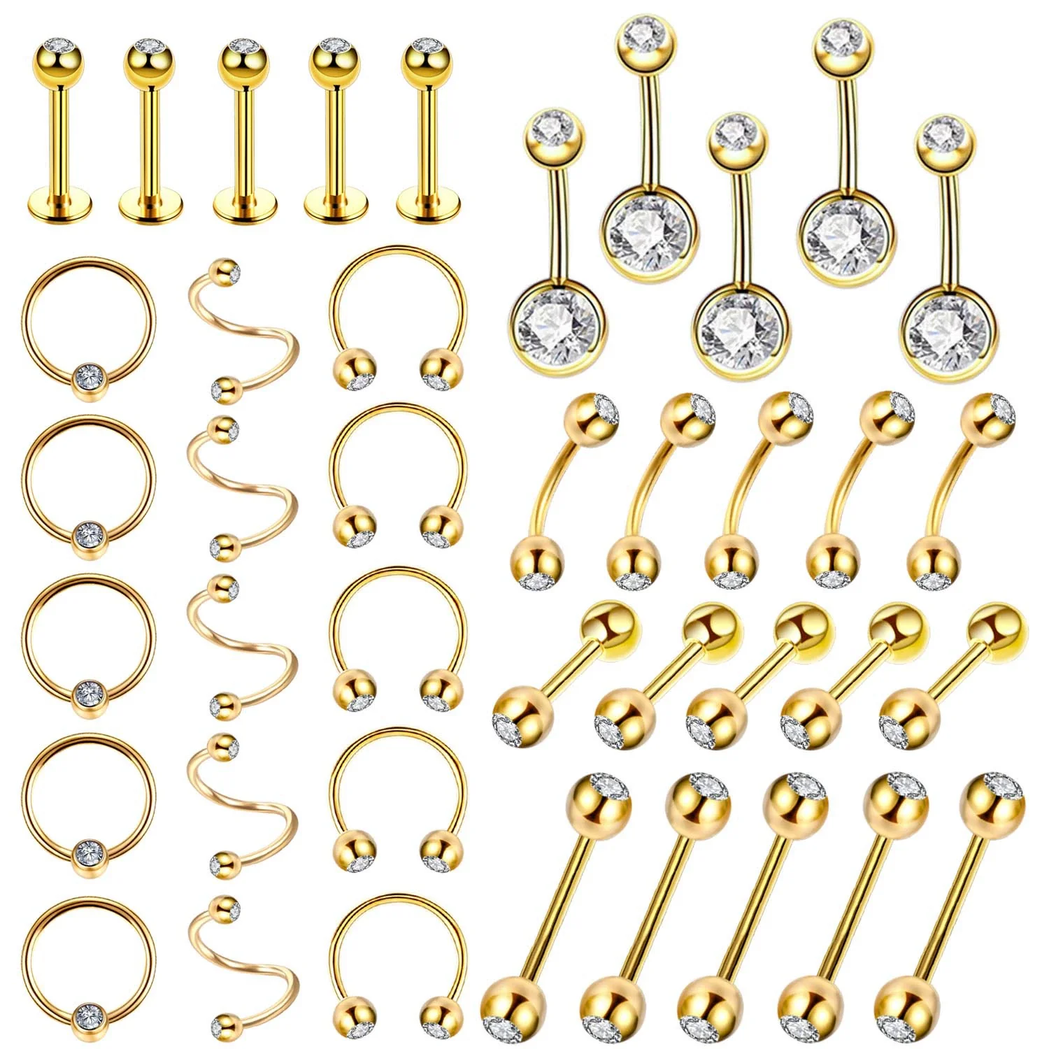 Piercing Jewelry Stainless Steel Diamondembedded Heart Shape Lip Nail Navel Nail Eyebrow Nail Ear Studs - Image 3