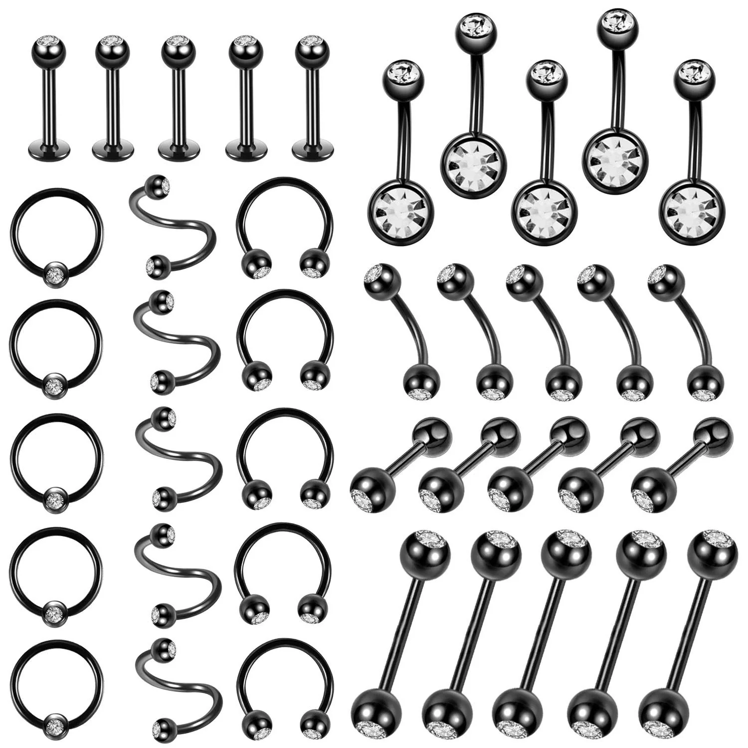 Piercing Jewelry Stainless Steel Diamondembedded Heart Shape Lip Nail Navel Nail Eyebrow Nail Ear Studs - Image 4