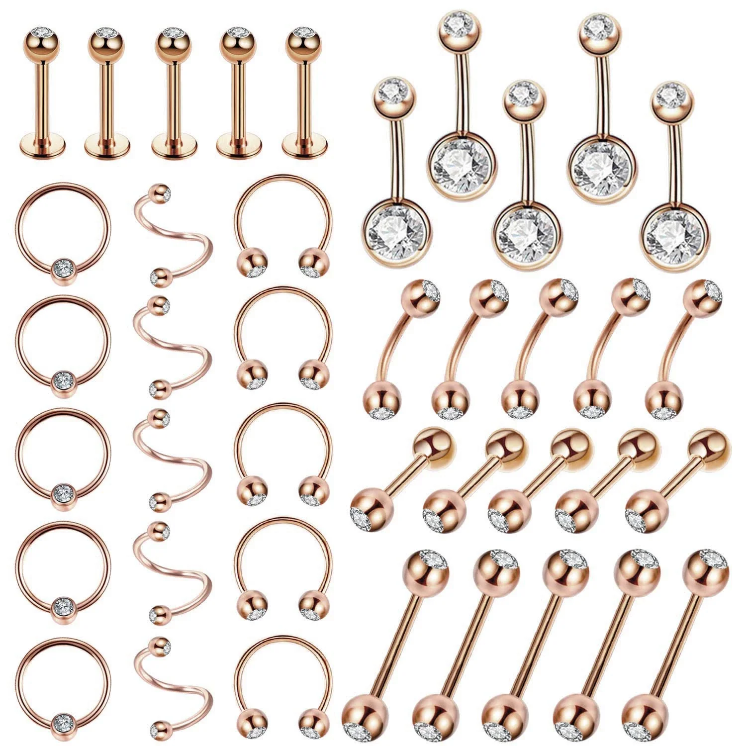 Piercing Jewelry Stainless Steel Diamondembedded Heart Shape Lip Nail Navel Nail Eyebrow Nail Ear Studs - Image 5