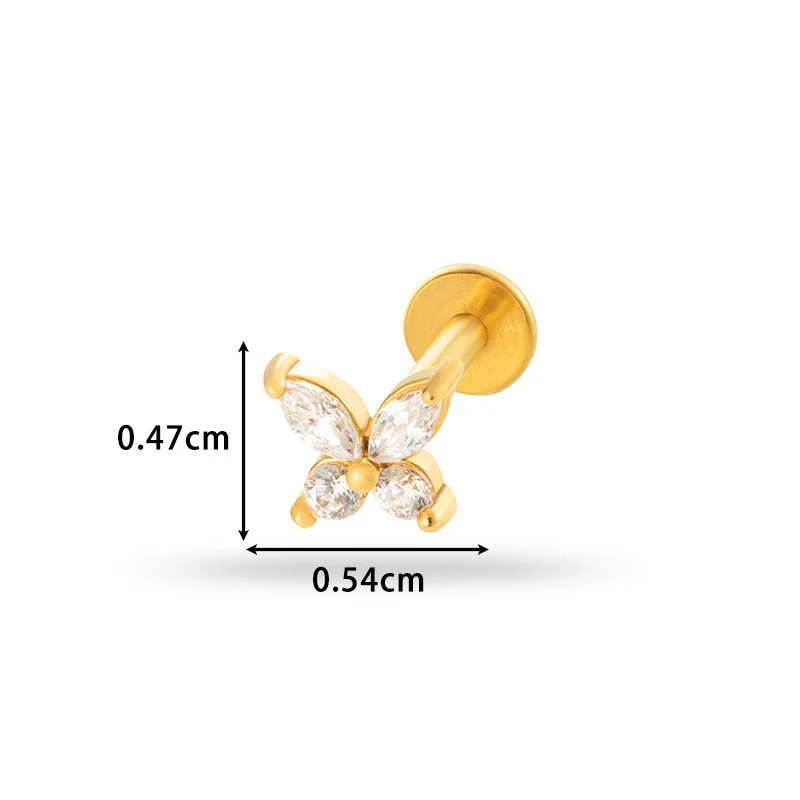 Piercing Jewelry Stainless Steel Flower Butterfly Electroplated For Women - Image 17