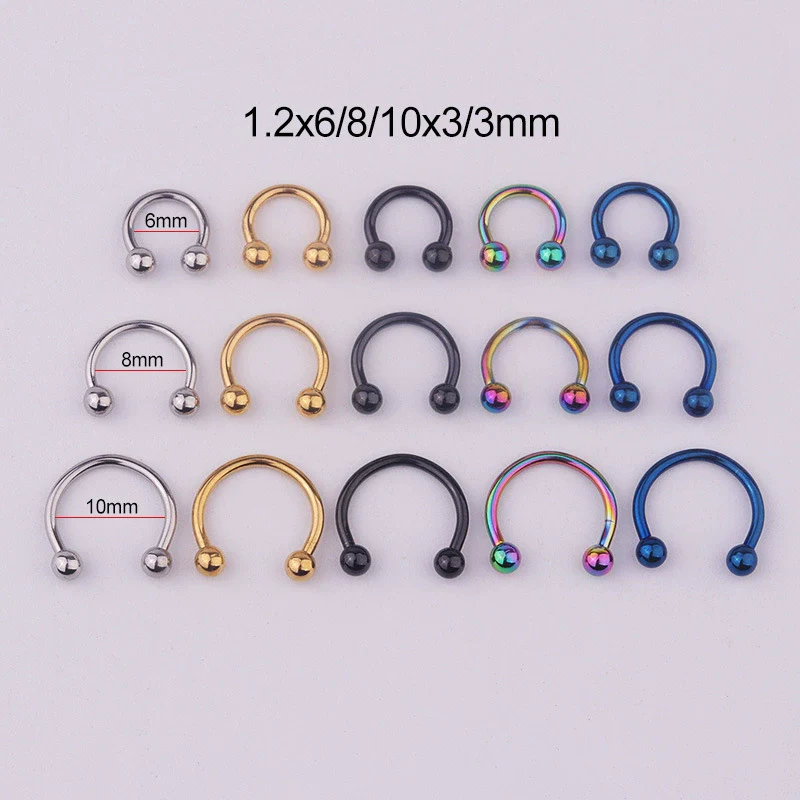 Piercing Jewelry Stainless Steel Geometric Cshaped Horseshoe Ring Vacuum Plating Unisex - Image 2
