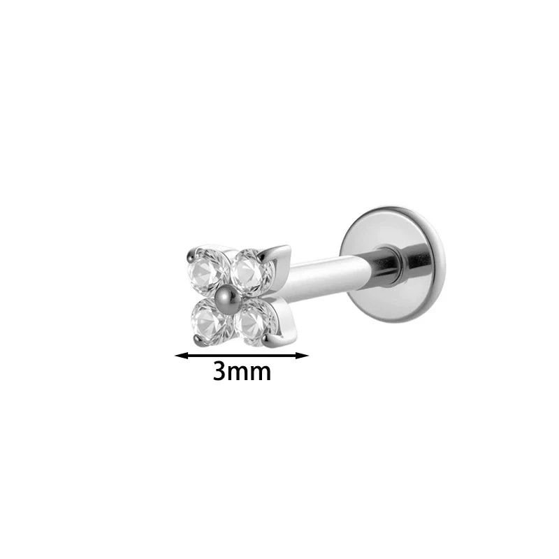 Piercing Jewelry Titanium Alloy Geometric Electroplated Small Flower Style - Image 12