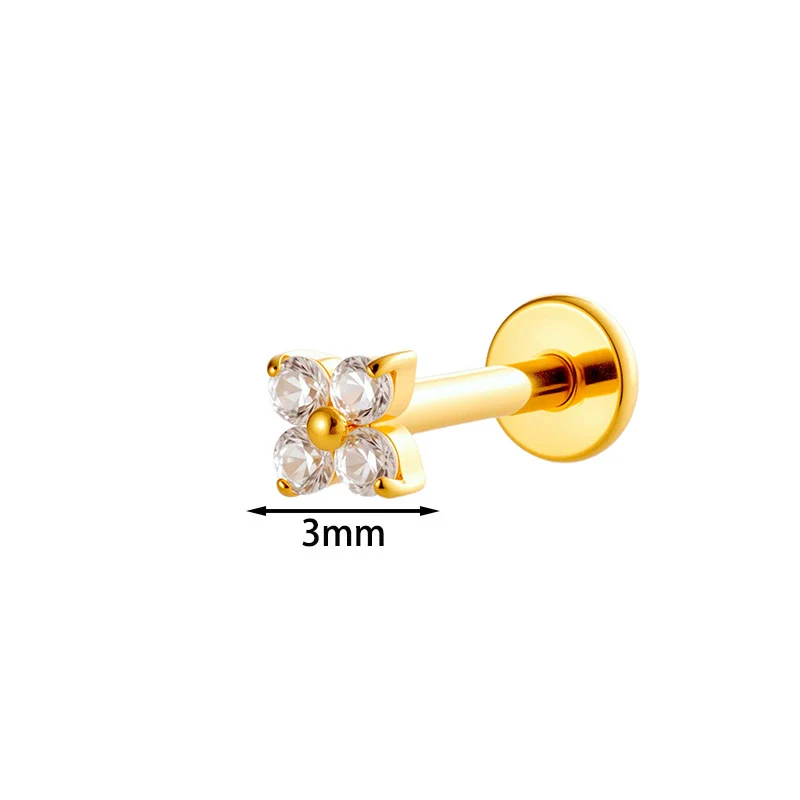 Piercing Jewelry Titanium Alloy Geometric Electroplated Small Flower Style - Image 13