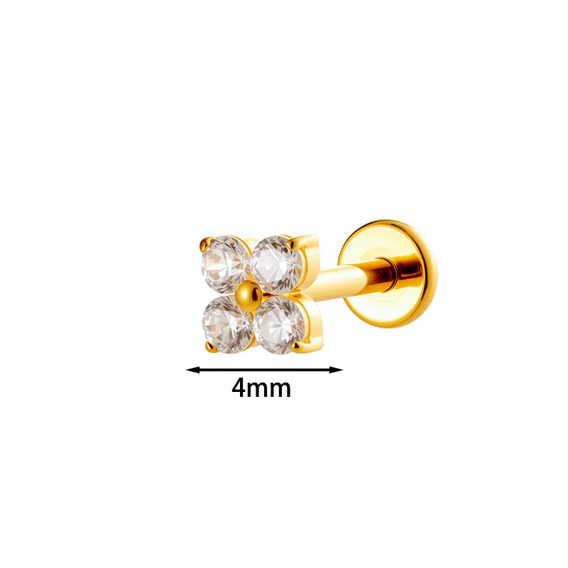 Piercing Jewelry Titanium Alloy Geometric Electroplated Small Flower Style - Image 15