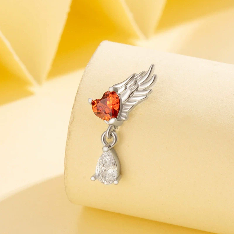 Piercing Jewelry Titanium Steel Angel Wing Zirconia For Women - Image 3