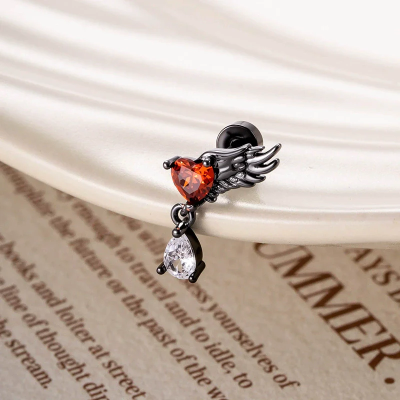 Piercing Jewelry Titanium Steel Angel Wing Zirconia For Women - Image 7