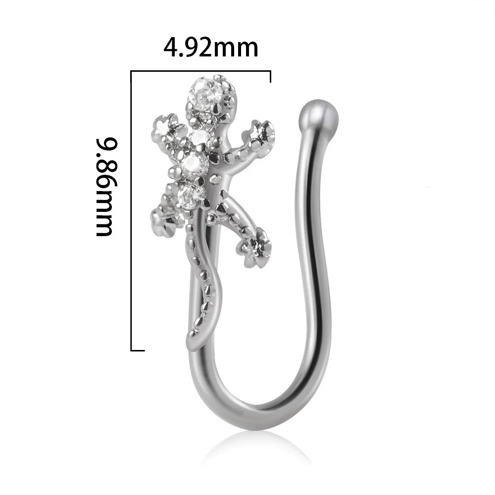 Piercing Nose Ring And Ear Clip Copper Inlaid With Flower Heart Leaf Moon Shapes Unisex Style - Image 21