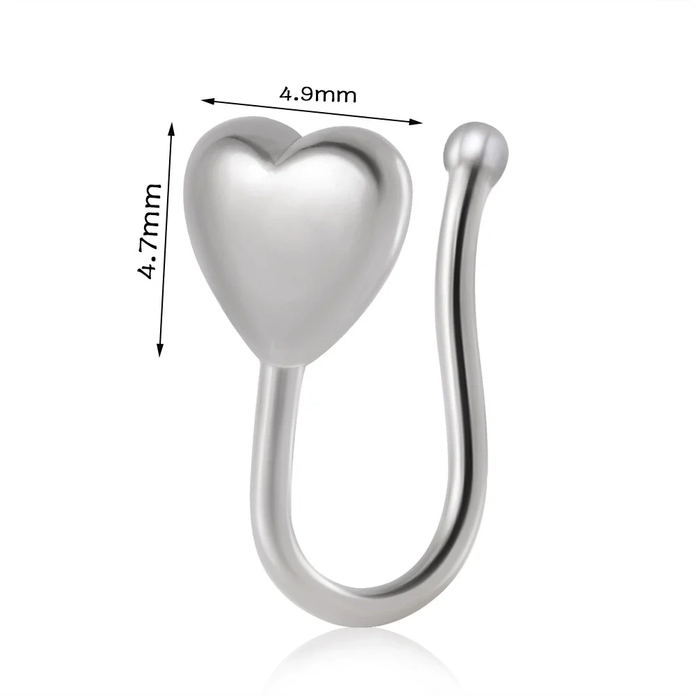 Piercing Nose Ring And Ear Clip Copper Inlaid With Flower Heart Leaf Moon Shapes Unisex Style - Image 6