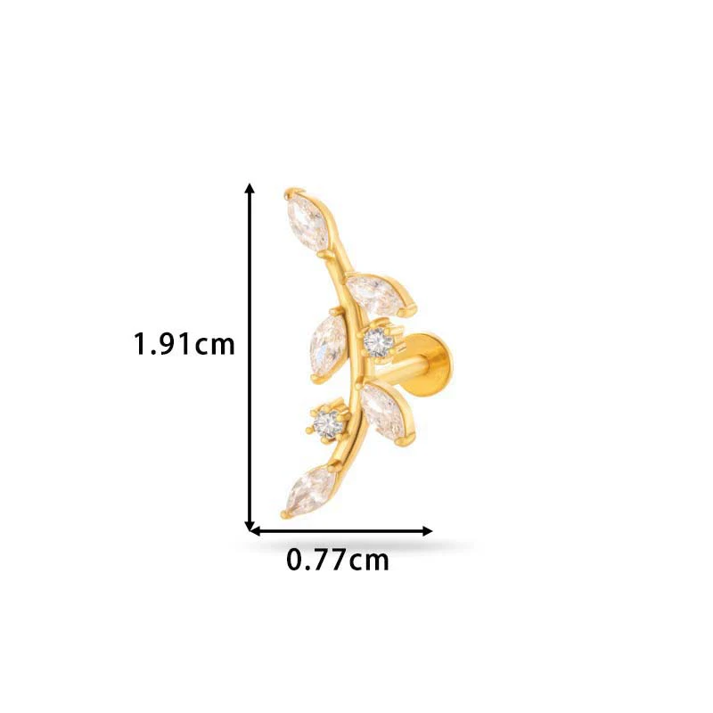 Piercing Stud Stainless Steel Copper Inlaid Zircon Cherry Cross Ear Bone For Women Electroplated - Image 29