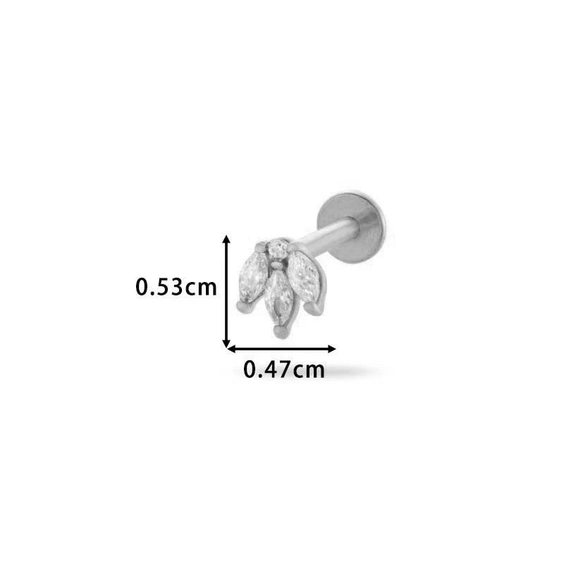 Piercing Stud Stainless Steel Copper Inlaid Zircon Cherry Cross Ear Bone For Women Electroplated - Image 8