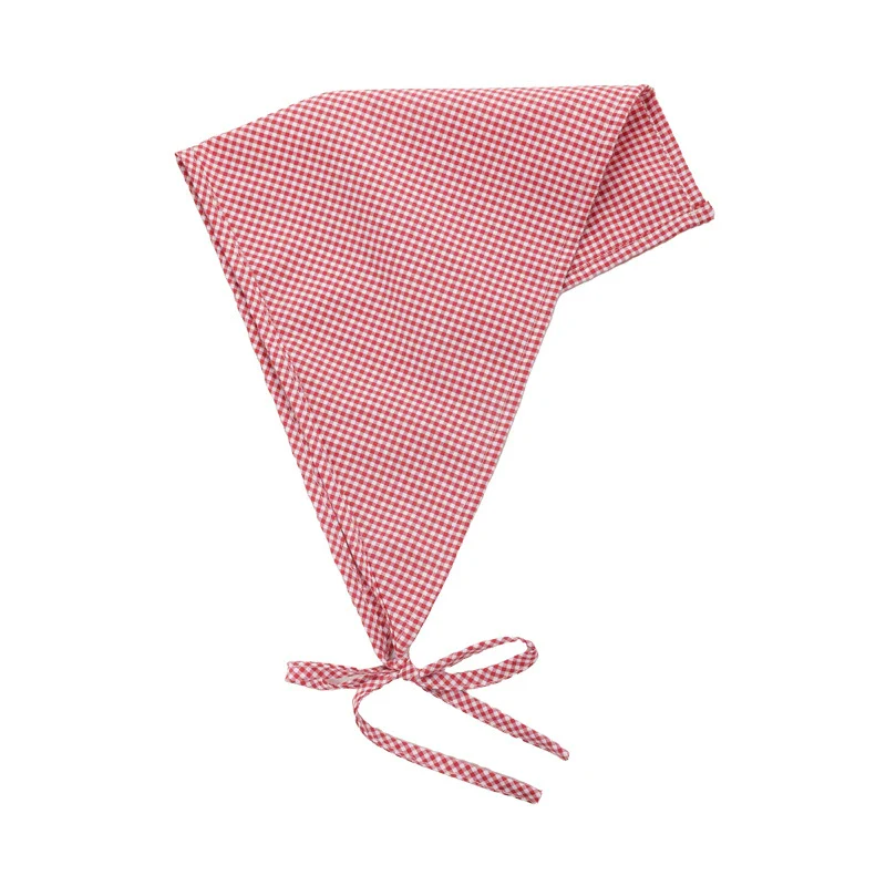 Plaid Silk Turban Scarf For Women Spring And Summer Hair Accessory In French Pastoral Style - Image 5