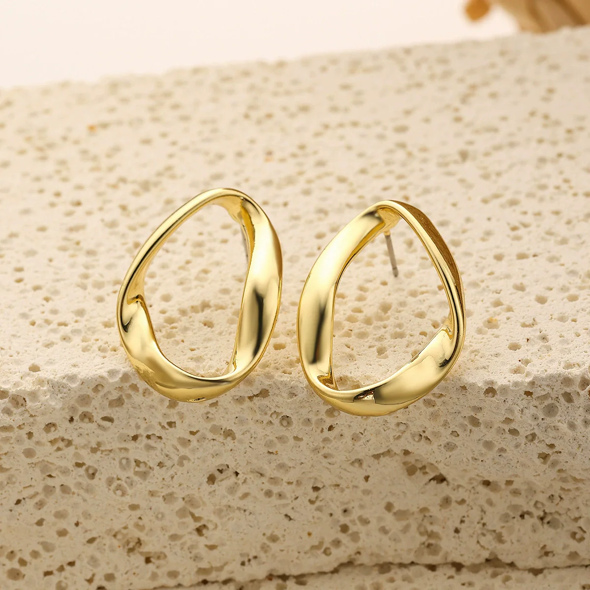 Plain Ring Earrings Zinc Alloy Geometric Irregular Vintage Electroplated Women's - Image 2