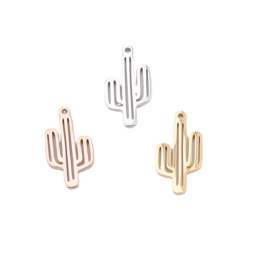 Plant Hollow Cactus Pendant Diy Jewelry Accessories Stainless Steel Fine Polished Glossy - Image 5