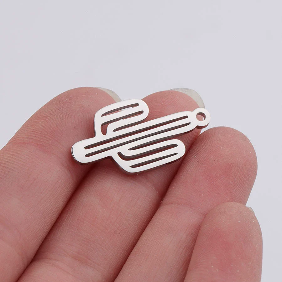 Plant Hollow Cactus Pendant Diy Jewelry Accessories Stainless Steel Fine Polished Glossy - Image 6