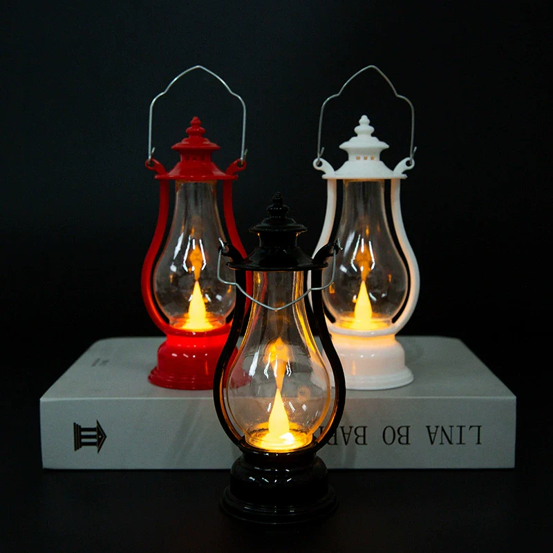 Plastic Electronic Candle Pony Lantern Satchel Lamp Retro Kerosene Lamp With Injection Molding Blow Molding Handmade Craft