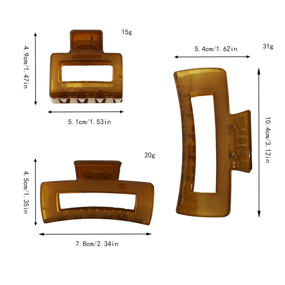 Plastic Handmade Square Grab Clip For Women With Simple Geometric Style And Plaid Styling - Image 3