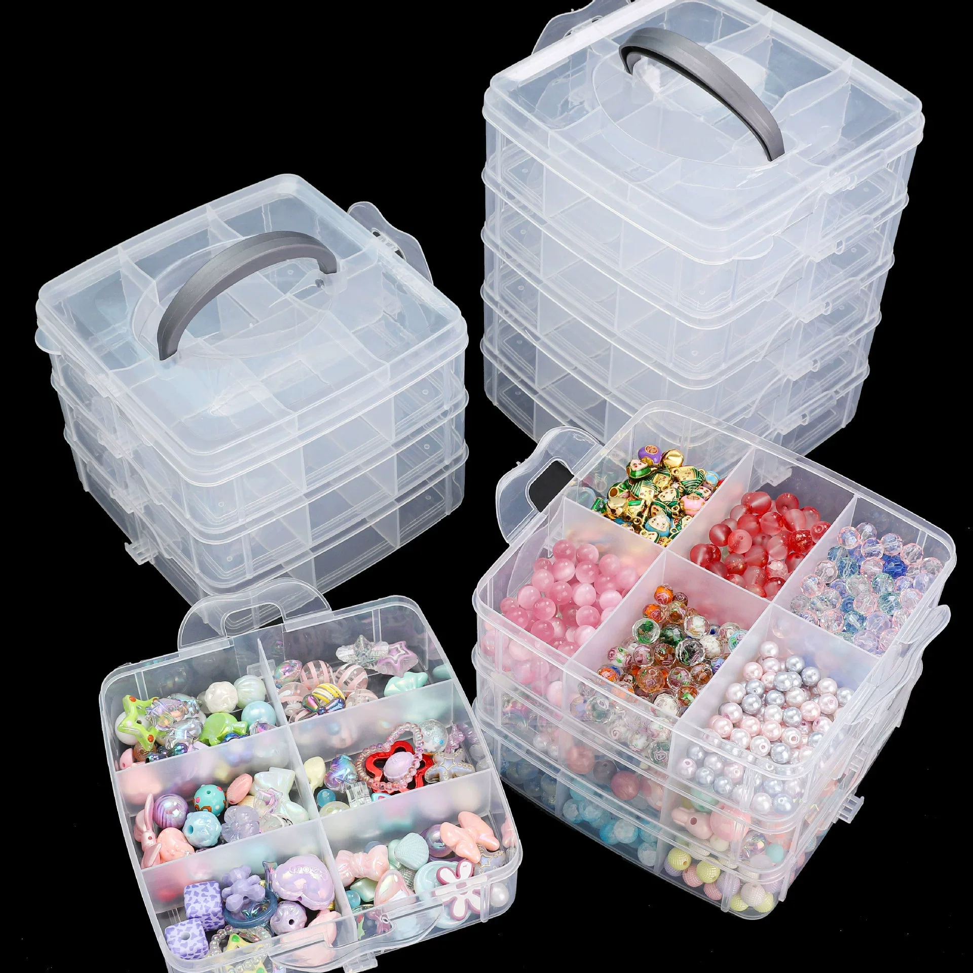 Plastic Jewelry Storage Box Multilayer Removable For Earrings Rings Lego Toys