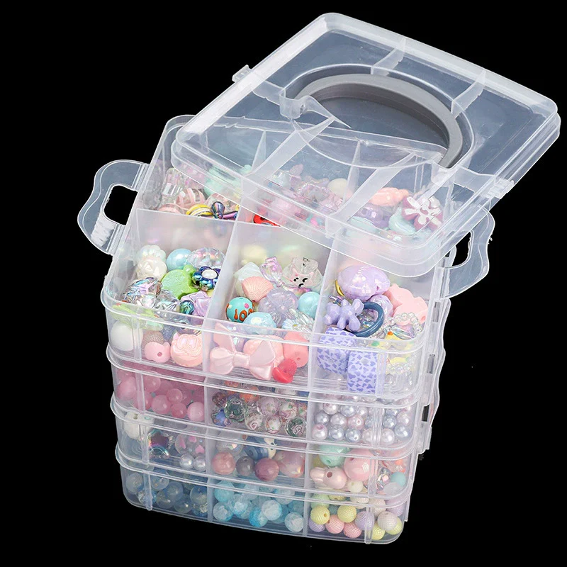 Plastic Jewelry Storage Box Multilayer Removable For Earrings Rings Lego Toys - Image 5
