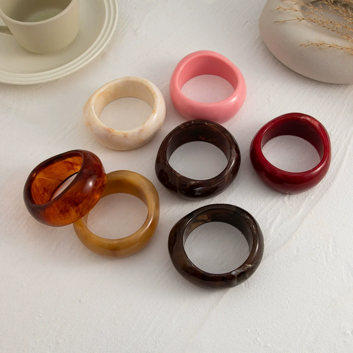 Plastic Translucent Color Wide Handmade Geometric Style Bracelet For Women - Image 4