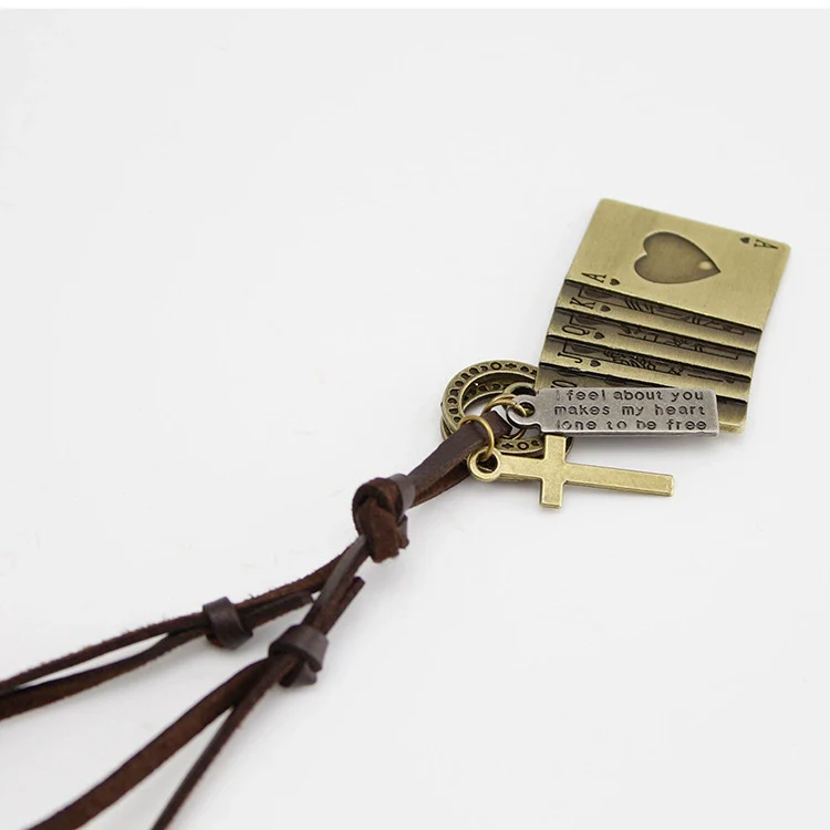 Playing Card Style Vintage Bronze Alloy Necklace With Animals And Zodiac Pattern - Image 3