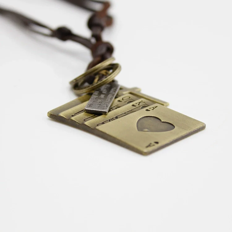 Playing Card Style Vintage Bronze Alloy Necklace With Animals And Zodiac Pattern - Image 4
