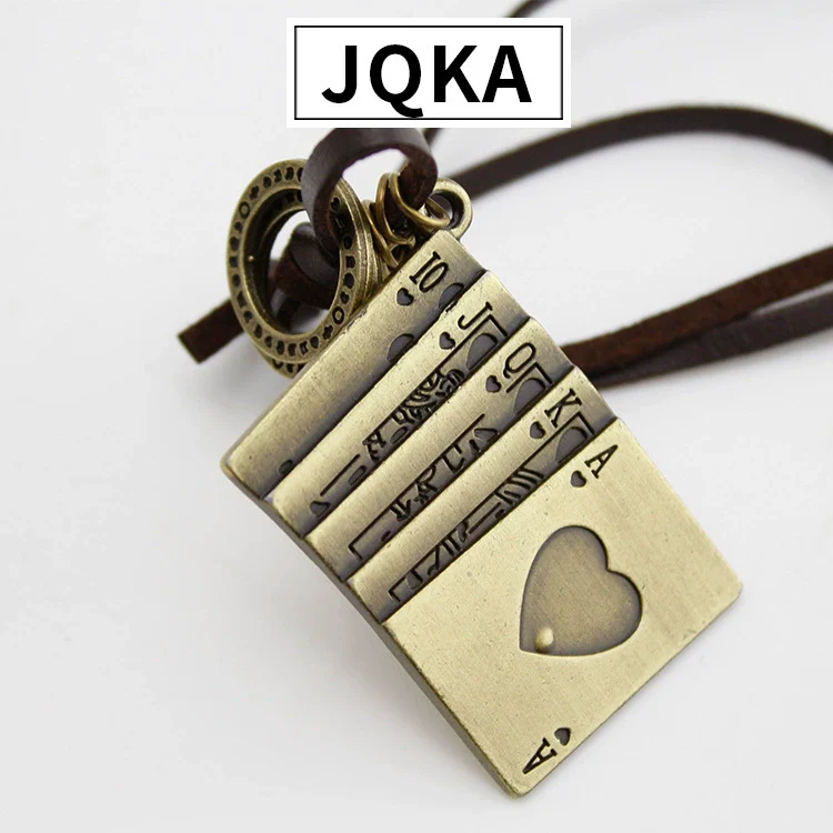 Playing Card Style Vintage Bronze Alloy Necklace With Animals And Zodiac Pattern - Image 6