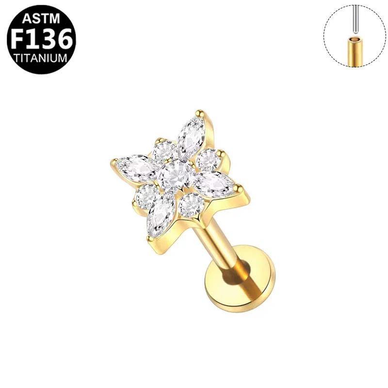 Plugin Ear Bone Nail And Lip Nail Titanium Alloy Zircon Copper Stainless Steel Geometric Electroplating - Image 10