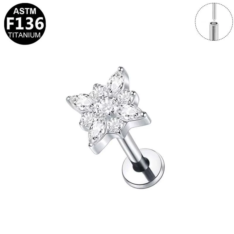 Plugin Ear Bone Nail And Lip Nail Titanium Alloy Zircon Copper Stainless Steel Geometric Electroplating - Image 11