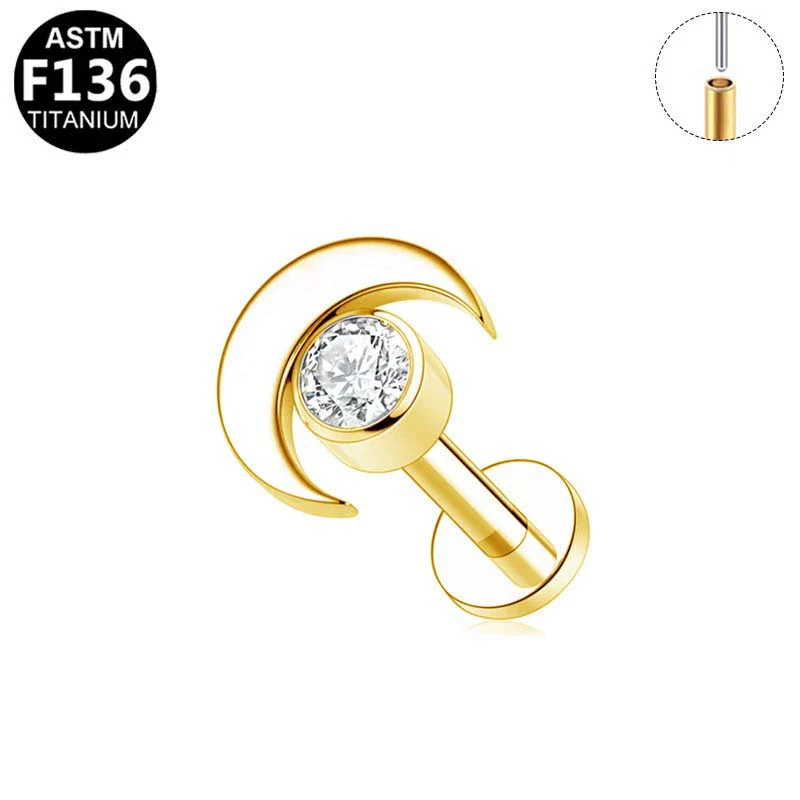Plugin Ear Bone Nail And Lip Nail Titanium Alloy Zircon Copper Stainless Steel Geometric Electroplating - Image 6