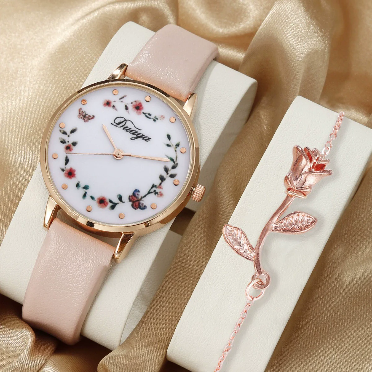 Pointer Round Alloy Case Imitation Leather Strap Women's Bracelet Watch