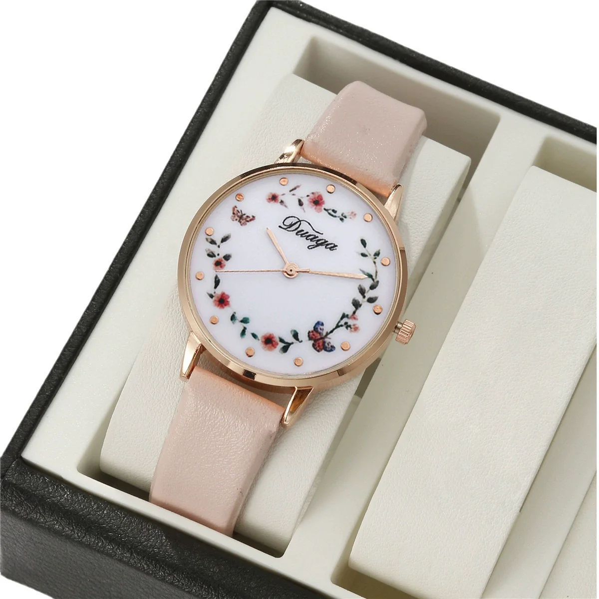 Pointer Round Alloy Case Imitation Leather Strap Women's Bracelet Watch - Image 5