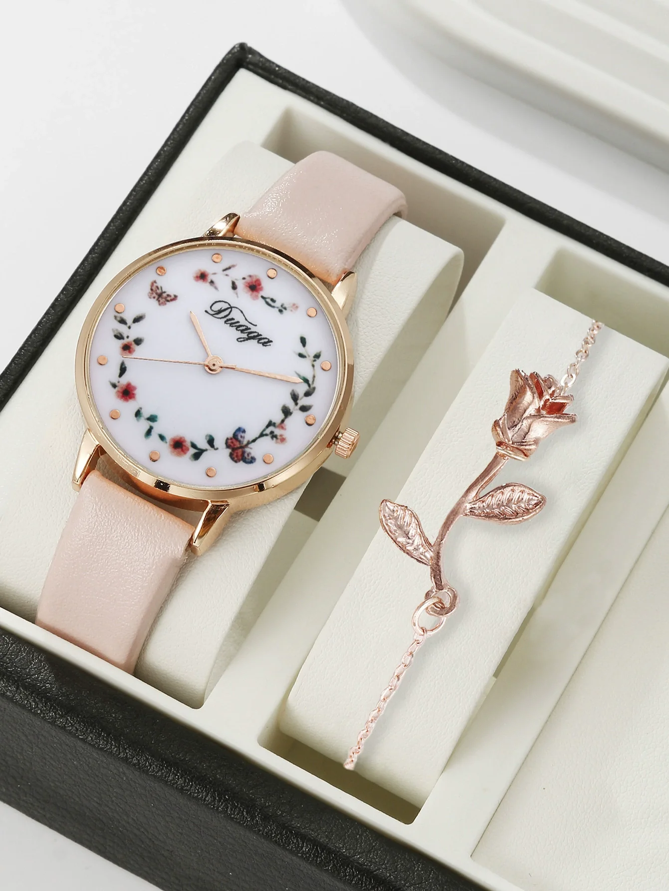Pointer Round Alloy Case Imitation Leather Strap Women's Bracelet Watch - Image 6