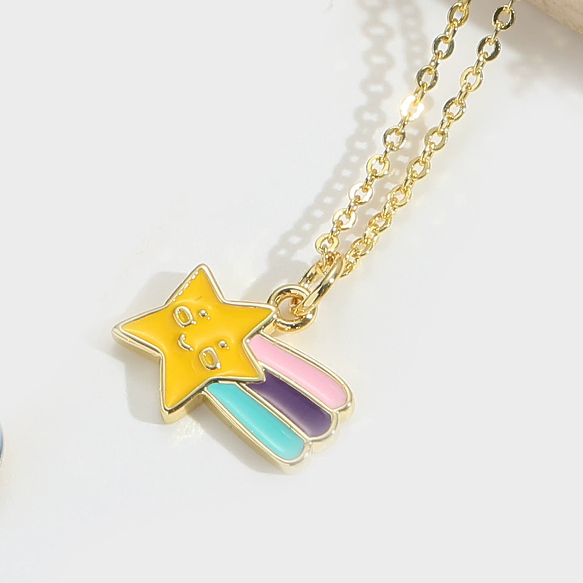 Pony Shape Pendant Necklace For Women Copper Mixed Gemstone Setting Geometric Design Electroplating - Image 9