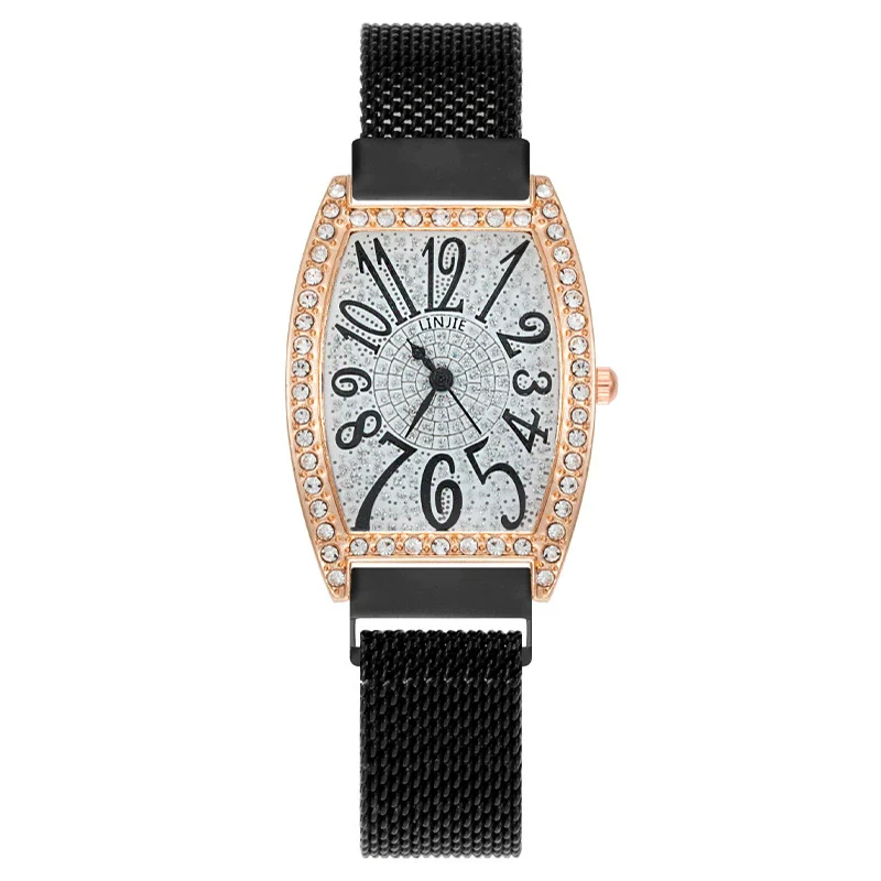 Popular Diamondencrusted Barrel Women's Watch Alloy Metal Strap Fashion Style - Image 8