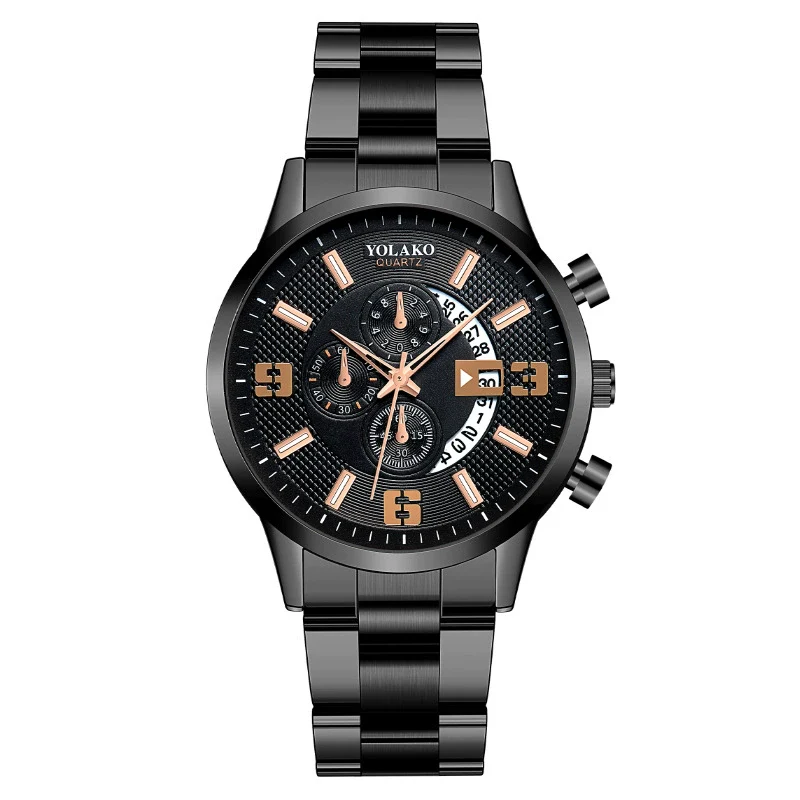 Popular Fashion Men's Watch Stainless Steel Metal Band Threeeye Calendar Digital - Image 11