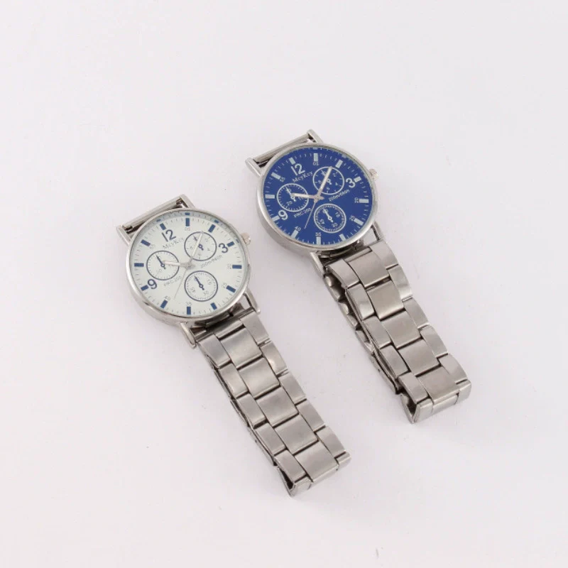 Popular Fashion Men's Watch With Steel Band Plastic Case Mineral Strengthened Mirror And Round Dial - Image 4