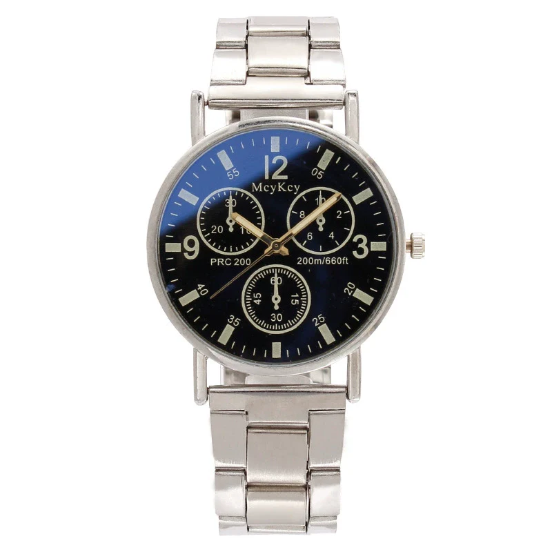 Popular Fashion Men's Watch With Steel Band Plastic Case Mineral Strengthened Mirror And Round Dial - Image 5