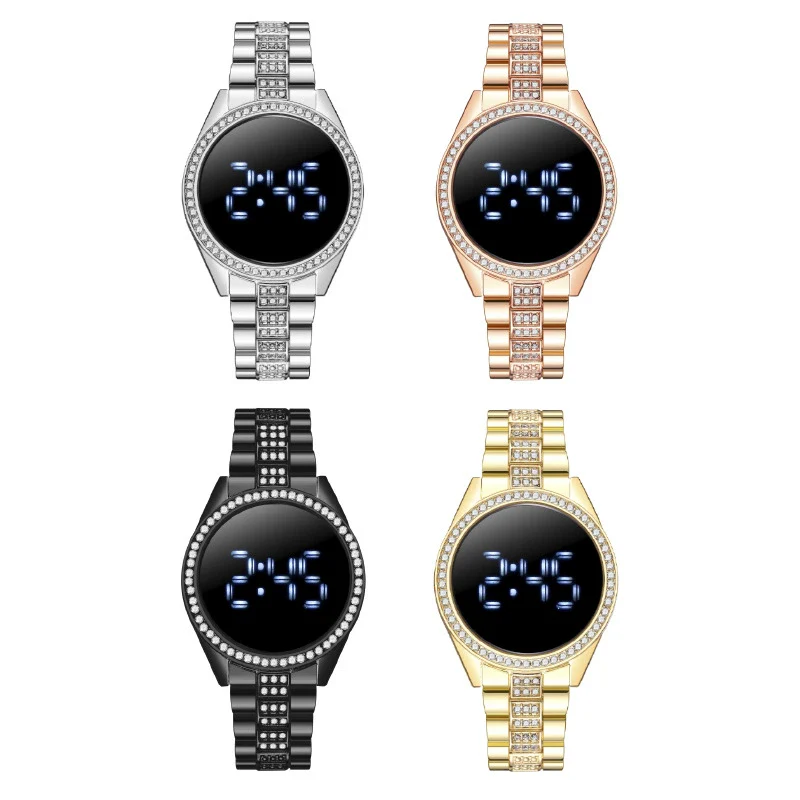 Popular Fashion Metal Women's Diamondencrusted Watch With Round Dial And Digital Display - Image 5