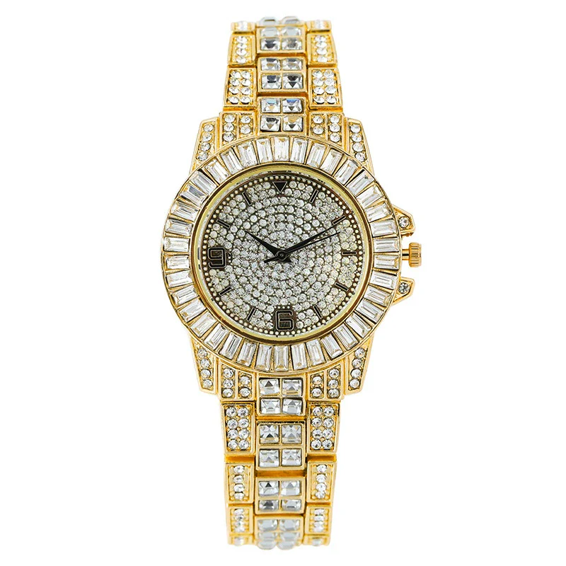 Popular Fashion Metal Women's Quartz Watch With Diamond Encrusted And Round Dial