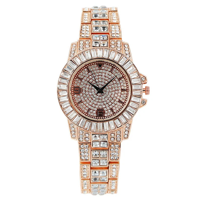 Popular Fashion Metal Women's Quartz Watch With Diamond Encrusted And Round Dial - Image 2